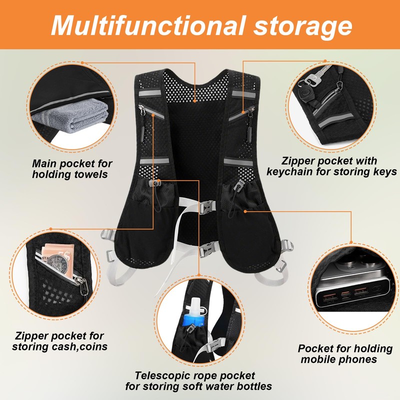 Running Vest for Men and Women, Ultralight Reflective Hydration Backpack