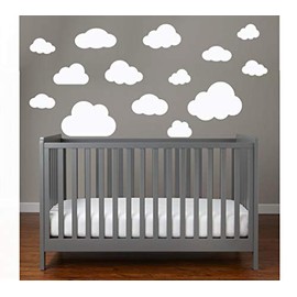 MacDecal.de Clouds Set of 16 Large Cloud Wall Stickers, Wall Stickers, Baby Sky (Cloud Set 16 Pieces, White)