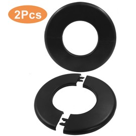 BokWin 2 Pcs Round Wall Split Flange Cover Escutcheon Plate Self-Adhesive Split Pipe Flange for 2.5 Inch/64mm Dia Pipe (Black)