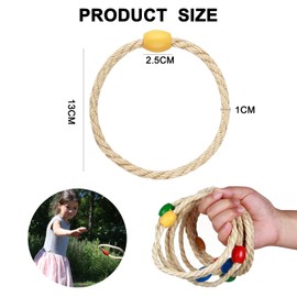 8 PCS Ring Toss Game Ropes - Wooden Quoits Games, Quoits Rounders Set Adults Kids, a Ring Game That Exercises Hand Eye Coordination Education, Puzzle Games, Family Parent-Child Interactive Games