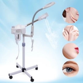 2IN1 Hot Facial Steamer 5X LED Magnifying Lamp Ozone Salon Spa Skin Care