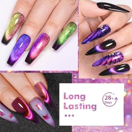 MTSSII 12 Colors Cat Eye Gel Nail Polish Set with 1 Magnet Gel Polish Kit Yellow Green Blue Pink Cat Eye Gel Nail Polish Kit Soak Off UV/LED Nail Gel DIY Girls Women Gifts 7ml