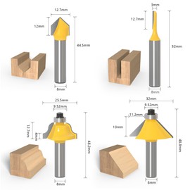 Milling Cutter Set for Router 15 Pieces, Wood Milling Bits for 8 mm Shank, Wood Cutter Set Woodworking Tools for Beginners, Industrial Quality Wood Cutters, Includes Wooden Box for Storage