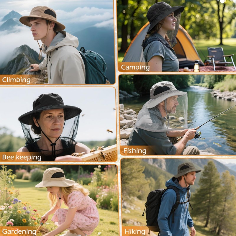 American Trends Fishing Hat with Hidden Mosquito Net Bug Net