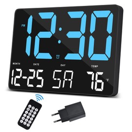 SZELAM Digital Clock Large Display, 11.5 Inch Digital Wall Clock with Radio Remote Control, LED Oversized Wall Clock with Date Stamp, 12/24H, Snooze Alarm Clock for Home, Bedroom, Office, Gym, with