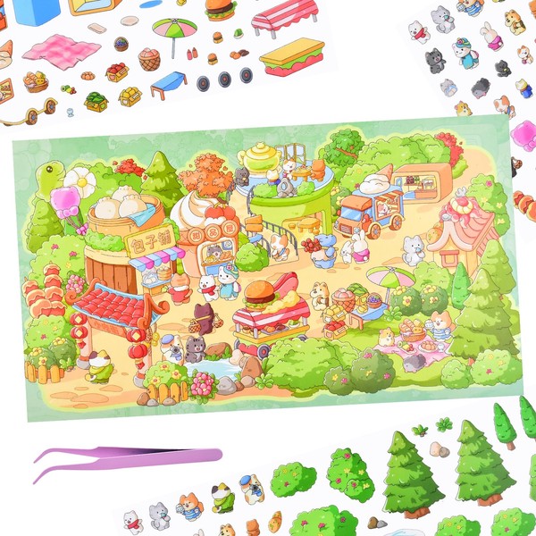 1 Sets Large 3D Sticker Scene 3D House Stickers with