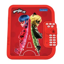 LEXiBOOK - Miraculous, Electronic Secret Diary with Pen and Notebook Included, Interactive, Password, Fun Features, Sounds Effects, Red, SD50MI