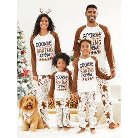 IFFEI Christmas Pajamas for Family Matching PJ's Sets with Cookie Baking Pattern Tee and Pants 3-4 Years