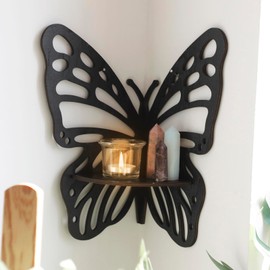 Artilady Crystal Shelf Display -2 Pcs Butterfly Floating Shelves for Wall Corner Shelf for Crystals and Stone Boho Cute Bedroom Home Bathroom Decor Aesthetic Witchy Gift for Women