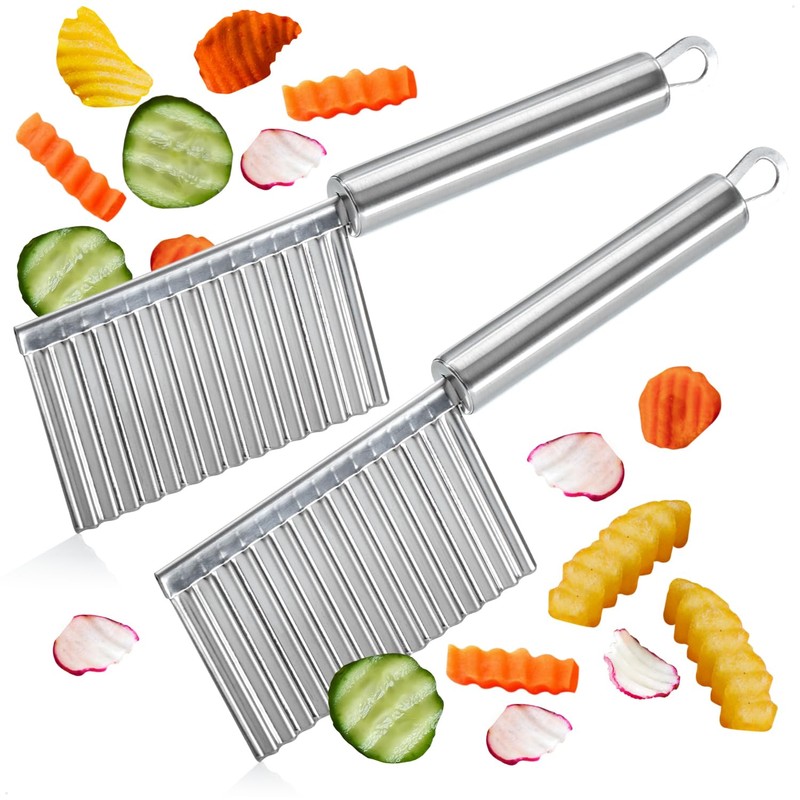 com-four® 2x Wellenschneider - Riffelmesser aus rostfreiem Edelstahl - Garniermesser