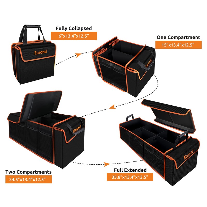 EAROND Large Trunk Organizer with Cooler, 3 Compartments SUV Cargo