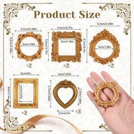 10 PCS Vintage Mini Picture Frames, Tiny Antique Frames for DIY Jewelry Display Holiday Party Christmas Photography Wall Decor