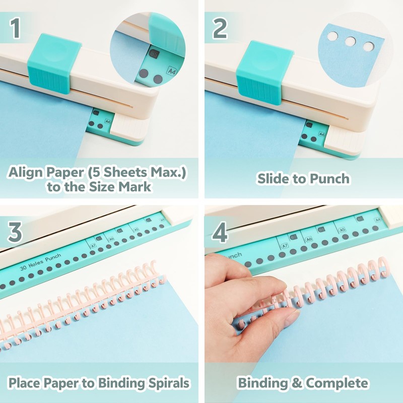 30 Hole Punch Binding Machine Heavy Duty Paper Puncher Extra