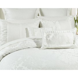 Royal Tradition Sara Jacquard Cotton Blend, King-Calking 7PC Duvet Cover Set, White