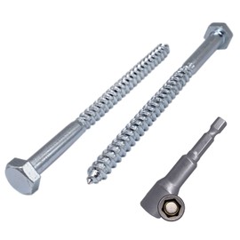 Marcopol (Pack of 12) DIN 571 Zinc Plated Steel Hex Wood Screws M8 x 160mm Screws Hex Head Screws Hex Head (12, M8 x 160mm), Silver