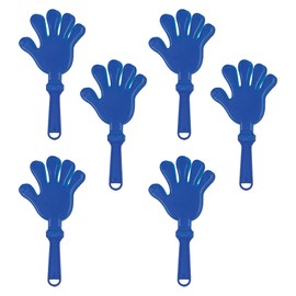 Beistle 6 Piece Plastic Hand Clappers Noisemakers for School Spirit Sports, Birthday Party Favors, 7.5", Blue