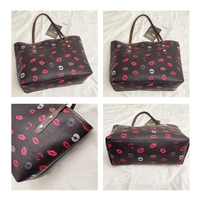 Bolso De Mano De Gran Capacidad Con Estampado De Labios
