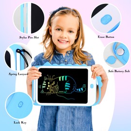 AiQInu LCD Writing Board, 8.5 Inch Painting Board, Magic Board, Erasable Reusable Electronic Drawing Painting Board for Children, Travel, Games, Activity