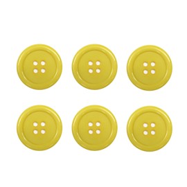 4 Hole Buttons [Yellow] Yellow Shiny Color Buttons, Shirt Buttons, 6 Pieces, 1.2 inches (30 mm), Sparkling Puffy Round B-842