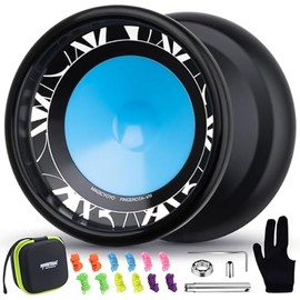 MAGICYOYO V11 Finger Spin Yoyo -Pofessional Unresponsive Yoyo for Intermediate Advanced & Extra Responsive Yoyo Bearing for Beginners, Dual Purpose Trick Yoyo + Glove + 12 Strings +Storage Case -Black