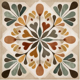 Nuxovilar Peel and Stick Vinyl Floor Tiles, 12x12 Inch Retro Geometric Floral Pattern, Self-Adhesive Flooring (10 Pcs)