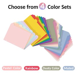 Sooez 8 Tabs Long-Lasting Plastic Write & Erase Large Tabs Dividers for 3 Ring Binder, Aesthetic Cute Pastel Binder Dividers for Student, Teacher, Office, Home Organizers, 1 Set, Dusty Color