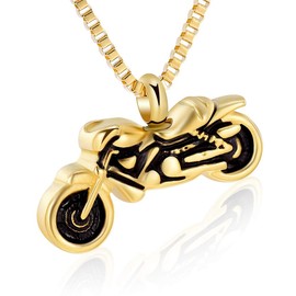 Motorcycle Urn Necklace Cremation Jewelry for Ashes Motorbike Necklace Pendent Stainless Steel Keepsake Memorial Urn Necklace for Men Women