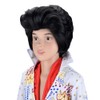 PARTY ZONE Deluxe Rockstar Costume Wig with White Jumpsuit, Black
