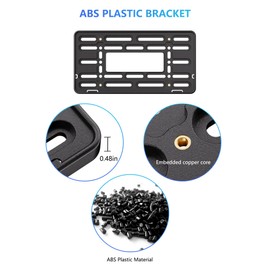 FBJTDQ Upgraded Front License Plate Bracket - Black Universal Front Bumper Plastic Car Tag Holder Adapter for 2 Hole Front Bumper, with License Plate Screws & 4 Stainless Steel Ties