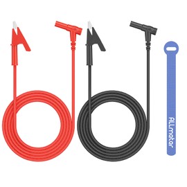 ALLmeter 1 Pair 1.2m 20A Angled Banana Plug to Alligator Clip Test Leads,4mm Banana Jack,1000V Rated,Compatible with Multimeter/Power Supply/Bench Instruments,Braided Wire Design