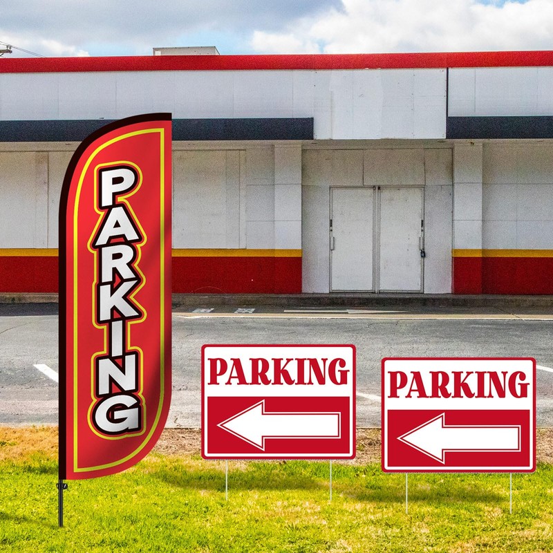 Parking Feather Flag Pole Kit Include 7 ft Banner Flag