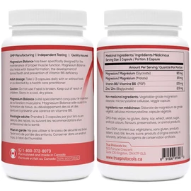 TRUE PROTOCOLS - Magnesium Balance - Magnesium Glycinate & Malate Chelates (100 mg) w/Vitamin B6 (2.5 mg) & Zinc (2.5 mg) - 120 Non-laxative & High Absorption Vegan Capsules - Bioavailable Caps For Optimal Muscle Function, Stress Relief & Sleep - 100% Non-GMO Chelated Supplement