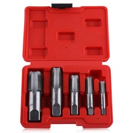 LEONTOOL Pipe Tap, NPT Pipe Tap Set, 5 Pieces, NPT Tap Set, 3/4, 1/2, 3/8, 1/4, 1/8, Thread Correction, Threaded Forming Tap, Threading Tap, Pipe Tap, Thread Tap, GCR15 Steel, Screw Tap, Thread