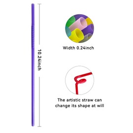 YAOSHENG 200pcs Yellow Straw 10.23" x 0.2"Solid Colors Flexible Drinking Straws, Plastic Disposable Bendy Straws (Purple)