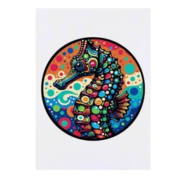'Pop Art Seahorse' Temporary Tattoo - Water Resistant, Skin-Safe, Non-Toxic Transfer (TO00073431)