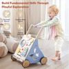 Wooden Baby Walker, Baby Push Walker with Montessori Toy for