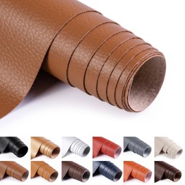 ANMINY Faux Leather Fabric 54" Wide Vinyl Upholstery Fabric by The Yard 0.7MM Thick Soft PU Leather Outdoor Vinyl Material for Marine Furniture DIY Sewings Crafts Boat Car, 2 Yards, Brown