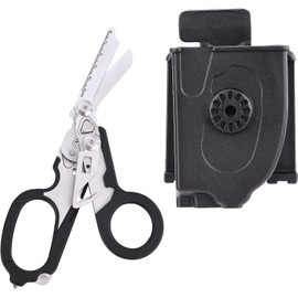 NZXVSE 6 in 1 Emergency Response Shears, 6 Functions Scissors with Strap Cutter and Glass Breaker, Portable Pocket Multi Tool with Utility Holster