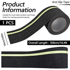 Huakaile Glow in The Dark Tape Anti Slip Grip Tape, 3.93" x 16.4Ft Luminous Reflective Tape, Waterproof Non Skid Traction Tape Strips for Outdoors Steps Indoor Stairs Treads Ladder Floor