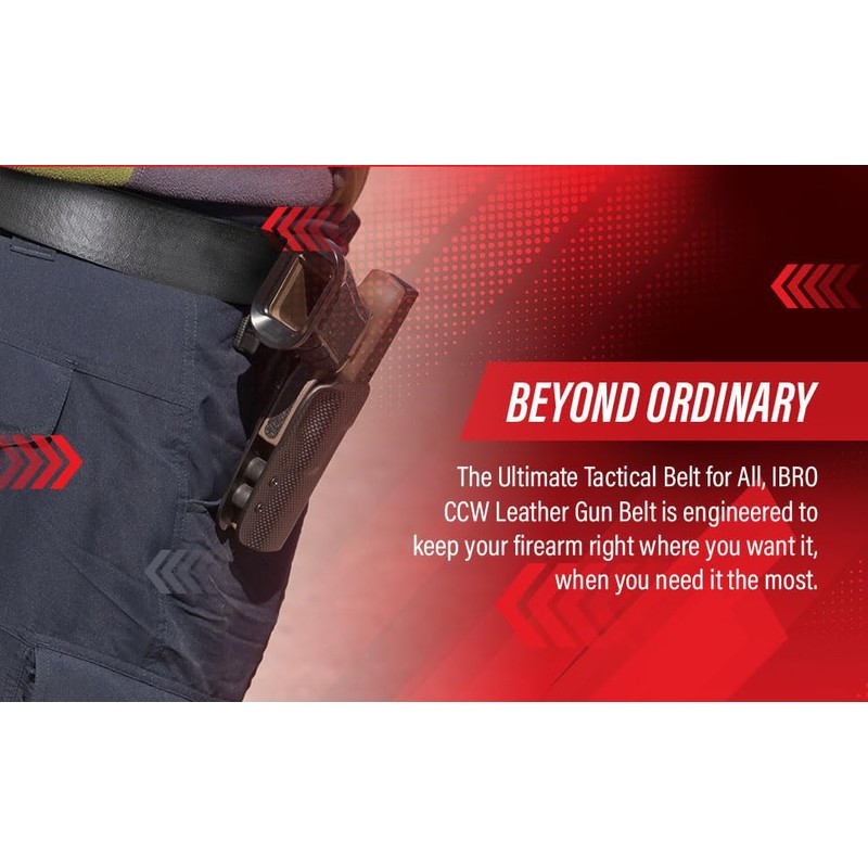 IBRO Leather Gun Belt - 14OZ Heavy Duty Premium Full