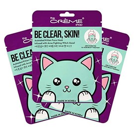 The Crème Shop Máscara facial coreana para el cuidado de la piel, paquete de 3 (gatito)