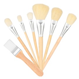 DSLSQD Mop Brush for Acrylic Painting, 7 PCS Assorted Size Paint Brushes for Acrylic Painting Blending Brush with Wooden Handle Artist Brushes for Acrylic Watercolor Oil Painting Face Body Art