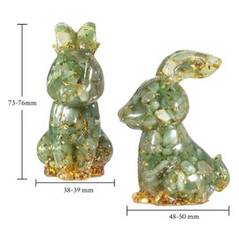 KYEYGWO Crystal Resin Rabbit Figurine, Hand-Carved Easter Bunny Statue Spiritual Gift Animal Ornament for Home Office Decoration, Green Aventurine