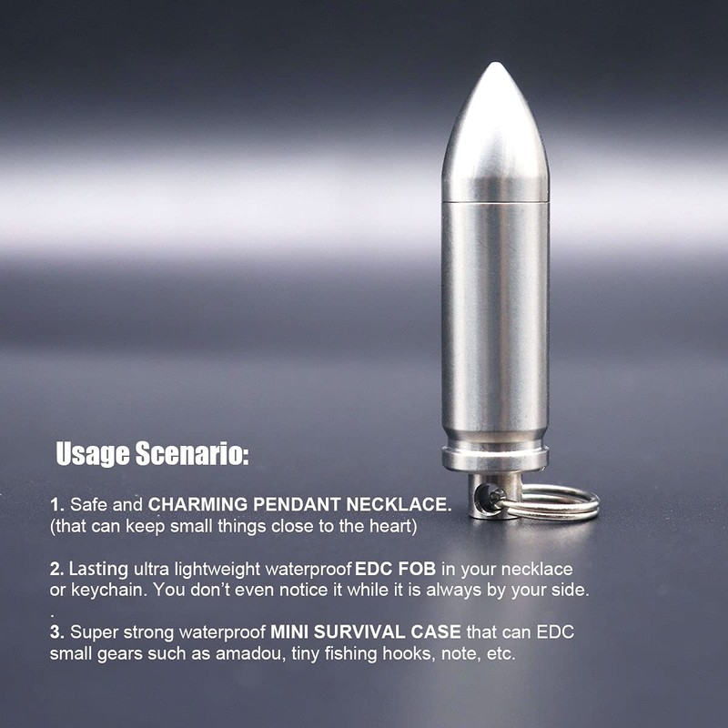 Small Pill Box Titanium Pill Fob Necklace Bullet Nitro Mini