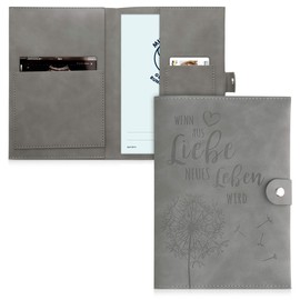 kwmobile Maternity Log Cover Made of Faux Leather in Nubuck Leather Look - Cover for German Maternity Log with Extra Compartments - Cover Heart Brush Grey, gray, Aus Liebe wird Leben 22