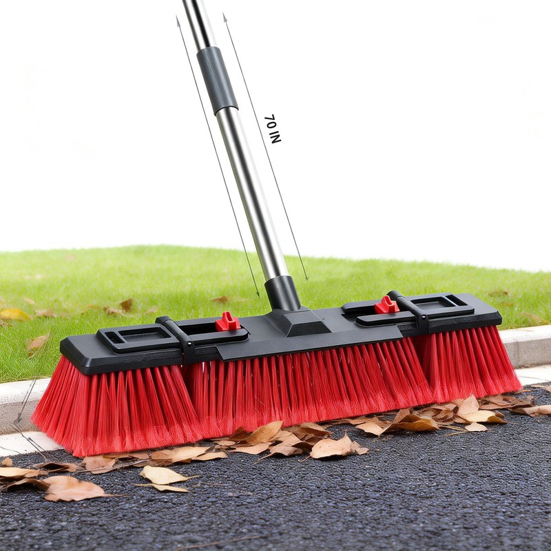18inch Heavy-Duty Push Broom 70 in Handle Stiff Bristles Outdoor