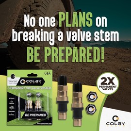 Colby Valve Permanent Valve Stem Replacement Kit | Heavy Duty Metal Emergency Valve Stems for Tubeless Tires | Quick Install from Outside of The Wheel | Made in USA from Quality 360 Brass Components