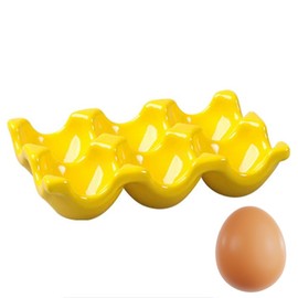 Egg Holder Egg Case Egg Stand 6 Grid Egg Holder Egg Case Container Perfect for Kitchen or Refrigerator Storage (Yellow)