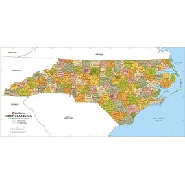 North Carolina ZIP Code Map with Counties - Large - 48" x 23.5" Laminated