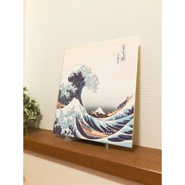 Painting Shikishi Art Panel with Exclusive Stand Set, Gold Edge Healing Relaxing Ukiyo-e Masters Traditional Japan Present, Hobby Collection, Katsushika Hokusai, Shiranaba, Great Wave Off Kanagawa
